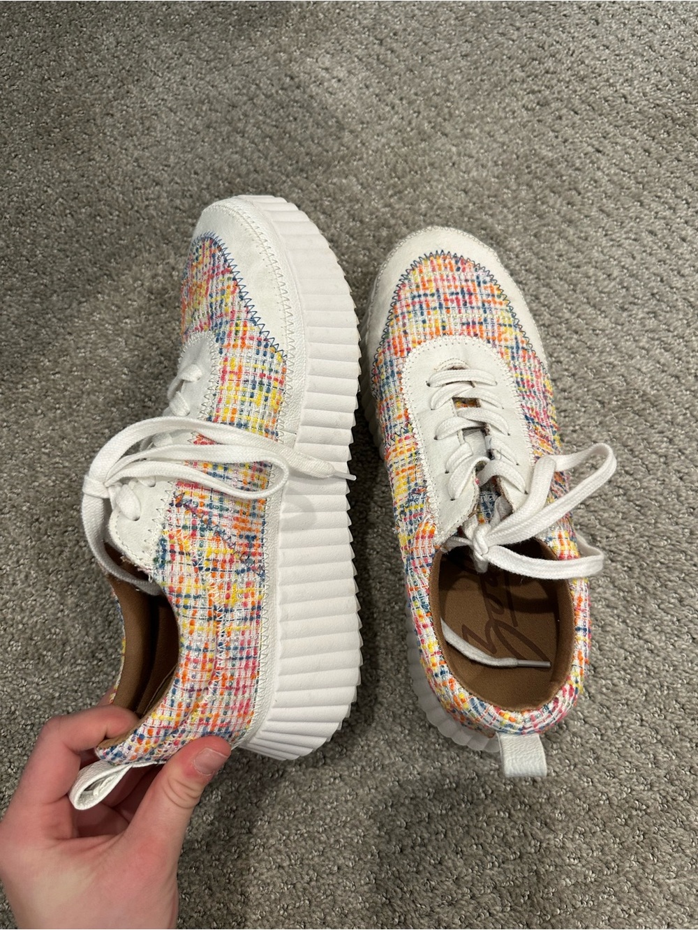 Women’s White Multicolor Knit Platform Sneakers